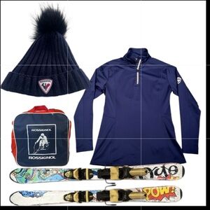 Rossignol Blue Ski Set❄️Graphic Ski Boot Bag , 1/4 Zip Base Layer and Hat 🎿⛷️⛷️🎿